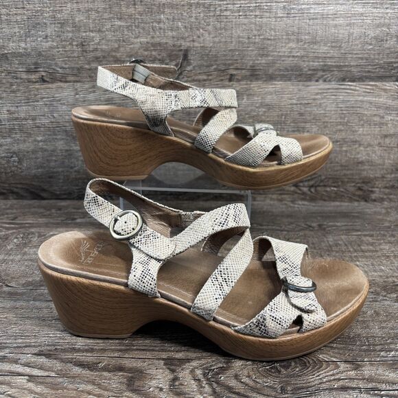 Dansko Shoes - Dansko Julie Shoes Womens US 7.5-8 EU 38 Wedge Sandal Faux Snakeskin Leather